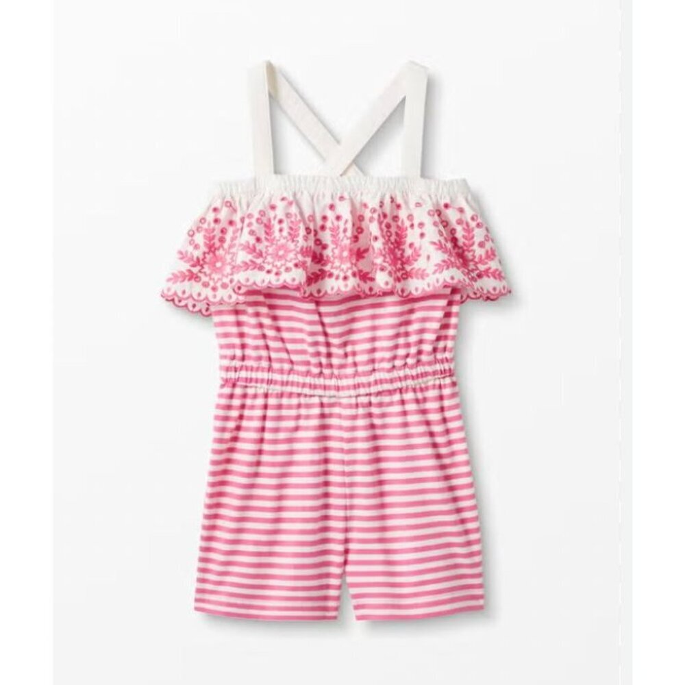Hanna Andersson Pink Cotton Summer Stripes Romper Size 3T